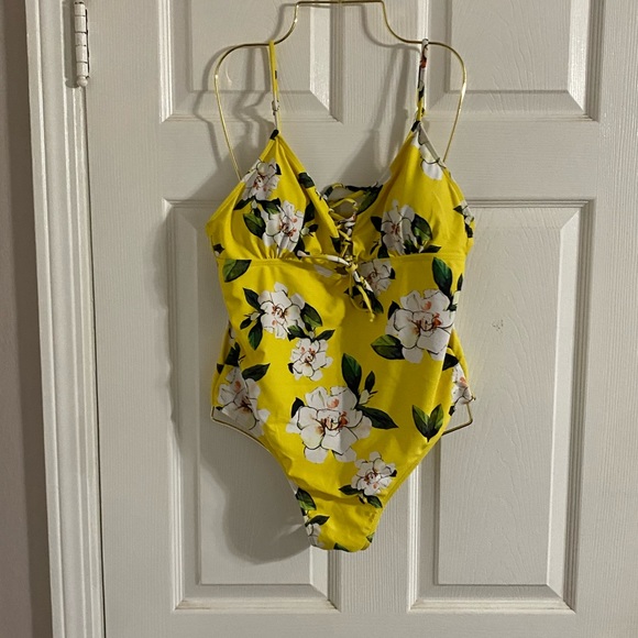 Other - Swim suit yellow floral print